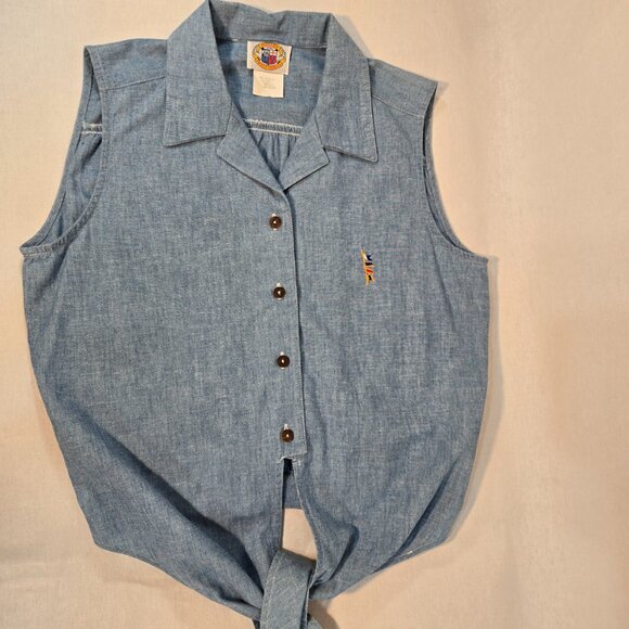 USA Vintage PUSSER'S WEST INDIES Y2K RARE Blue Sleeveless Cropped Top Size S. - Picture 7 of 16